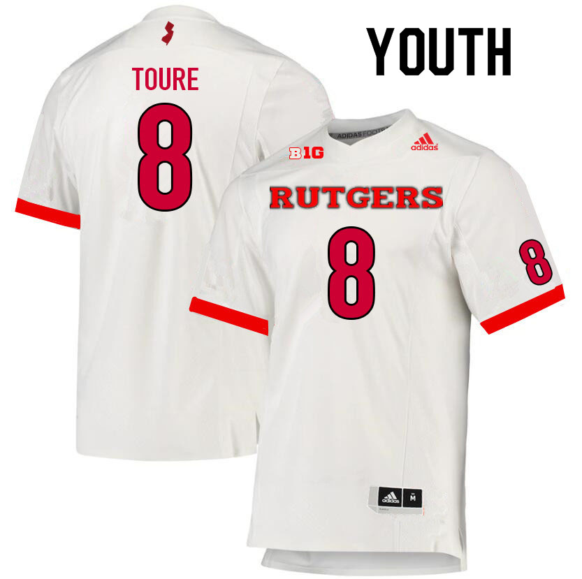 Youth #8 Mohamed Toure Rutgers Scarlet Knights College Football Jerseys Sale-White